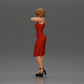 Diorama modelbouw productfoto 4: Vrouwelijke diorama-figuur in mini-jurk, kort haar, hand om de hals, ketting (Ref Nr. A99)