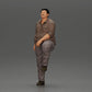 Diorama modelbouw productfoto 5: Miniatuurfiguur: corpulente Aziatische man, opkijkend, in shirt, voet op trede (Ref Nr. A101)