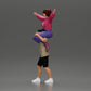 Diorama modelbouw productfoto 5: Miniatuur-figuur: Man in shorts draagt vriendin op schouders, poserend paar (Ref Nr. A76)