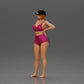 Diorama modelbouw productfoto 5: Diorama figuur: Staande miniatuurfiguur in zomerlook met pet, shorts, blote voeten op het strand (Ref Nr. A108)