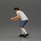 Diorama modelbouw productfoto 5: Diorama-miniatuur: Man in shorts bij tafelvoetbal, T-shirt & hoge sokken (Ref Nr. A71)