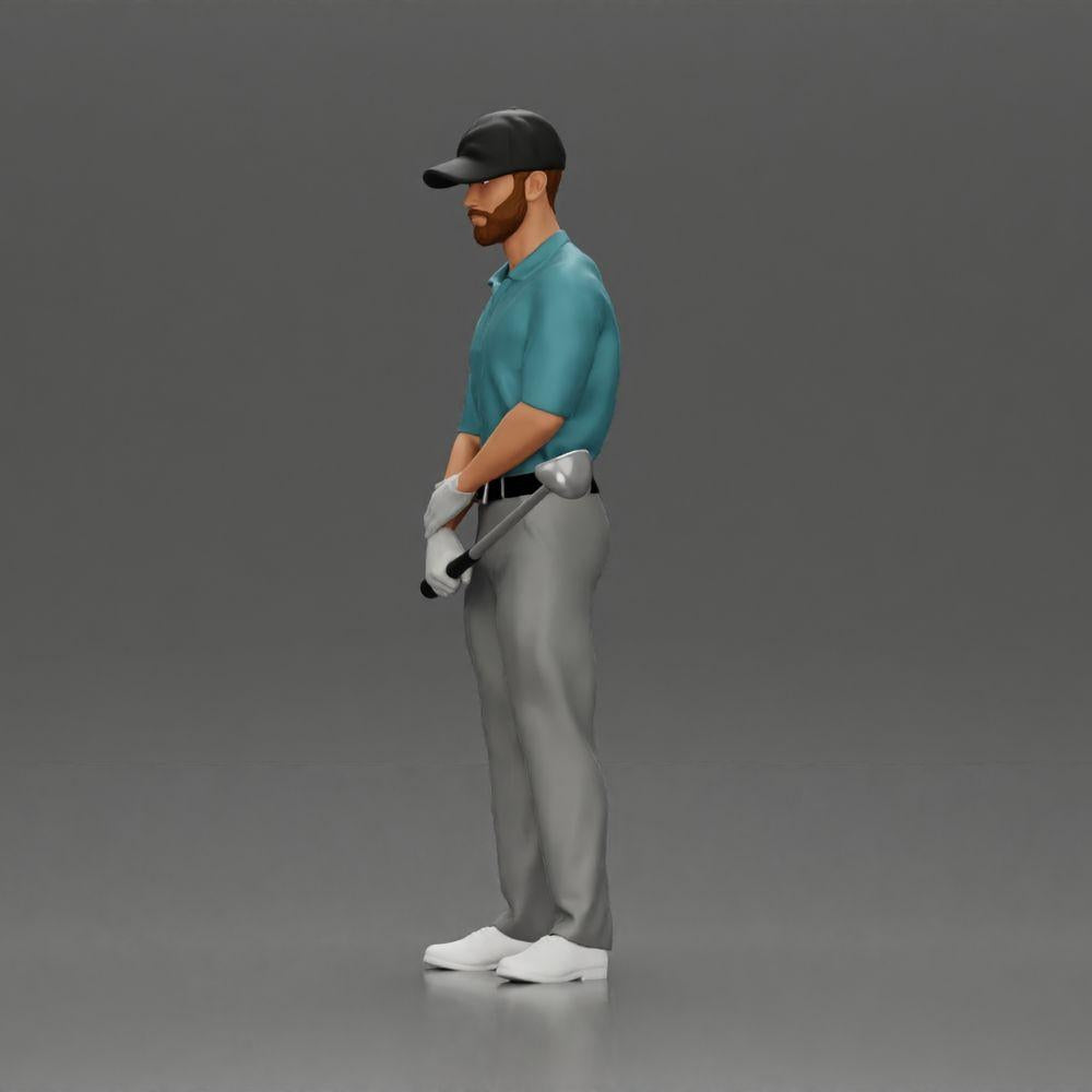 Diorama Modelbouw Productfoto 5: Diorama Figuur: Miniatuur-Golfer staand met pet, handschoen en golfclub - Dioramafiguur (Ref Nr. A143)