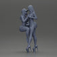 Diorama modelbouw productfoto 6: Miniatuur-diorama: 2 figuren - pet, top & shorts; kort jurkje met plateaus (Ref Nr. A135)