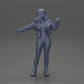 Diorama modelbouw productfoto 6: Diorama-miniatuur: Vrouw in open jas, crop top en strakke broek (Ref Nr. A114)