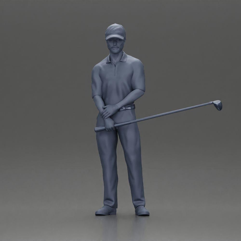 Diorama modelbouw productfoto 6: Diorama figuur: Miniatuur-golfer staand met pet, handschoen en golfclub - Dioramafiguur (Ref Nr. A143)