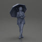 Diorama modelbouw productfoto 6: Vrouwelijke diorama-figuur in open vest en korte broek met paraplu (Ref Nr. A92)