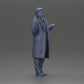Diorama modelbouw productfoto 7: Diorama-miniatuurfiguur: politie-detective in een mantel, staand met open handen (Ref Nr. A63)