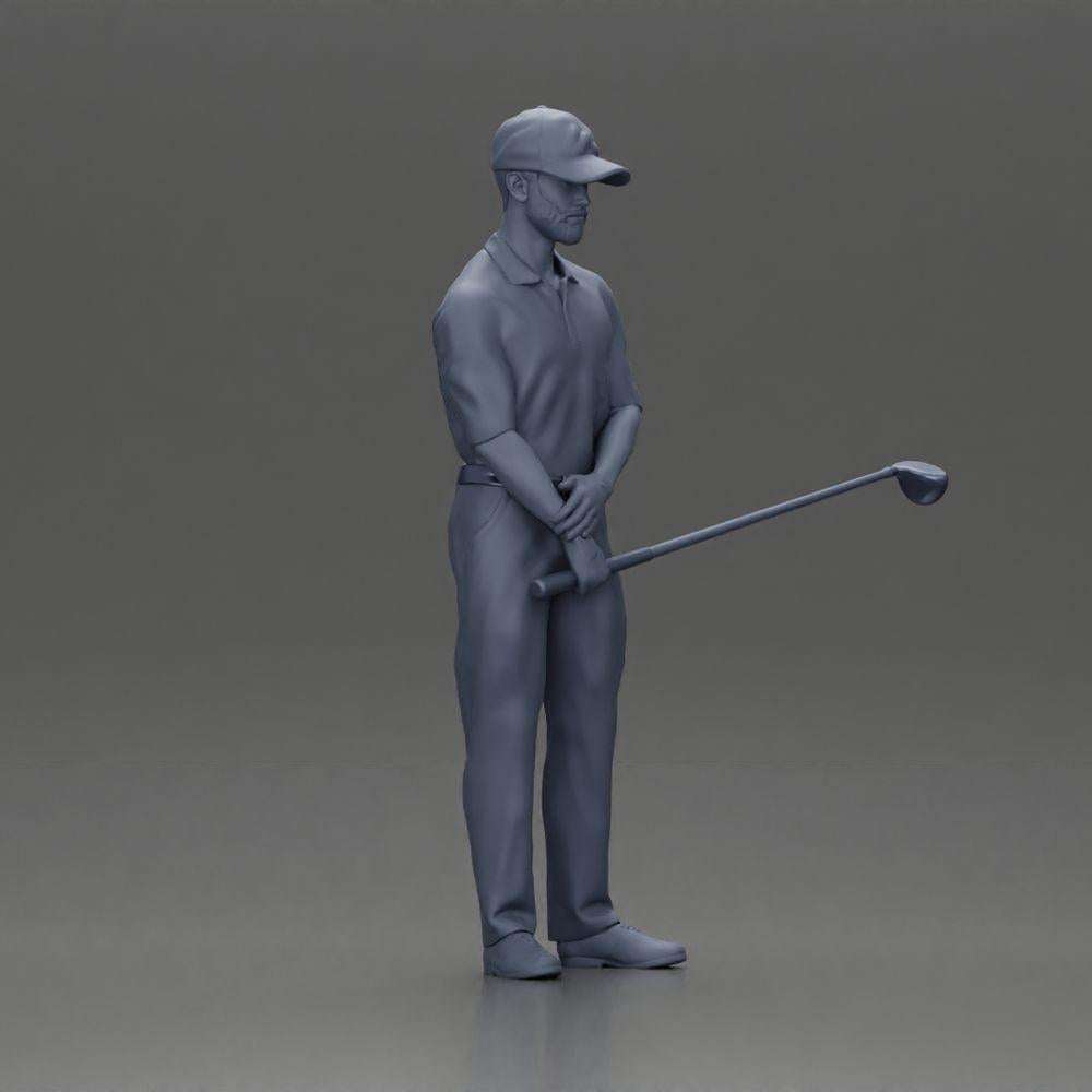 Diorama modelbouw productfoto 7: Diorama figuur: Miniatuur-golfer staand met pet, handschoen en golfclub - Dioramafiguur (Ref Nr. A143)