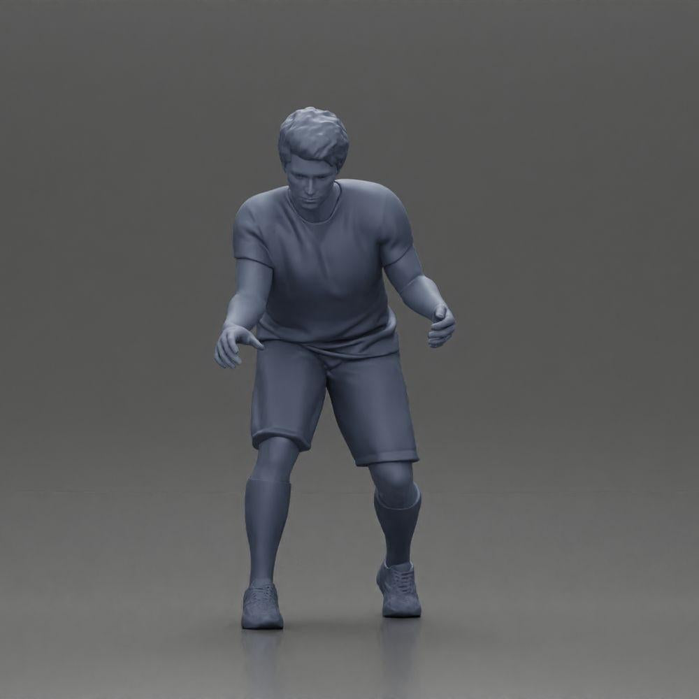 Diorama modelbouw productfoto 7: Diorama-miniatuur: Man in shorts bij tafelvoetbal, T-shirt & hoge sokken (Ref Nr. A71)