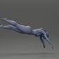 Diorama modelbouw productfoto 7: Diorama-miniatuur: Vrouw in rode bikini, elegante duik-/sprongpose (Ref Nr. A137)