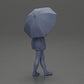 Diorama modelbouw productfoto 8: Vrouwelijke diorama-figuur in open vest en korte broek met paraplu (Ref Nr. A92)