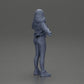 Diorama modelbouw productfoto 8: Diorama-miniatuur: Vrouw in open jas, crop top en strakke broek (Ref Nr. A114)
