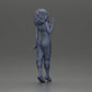 Diorama modelbouw productfoto 8: Miniatuurfiguur: Staande vrouw met krullend haar in groene outfit, poserend (Ref Nr. A130)