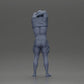 Diorama modelbouw productfoto 9: Staande miniatuur: gespierde man in shorts trekt T-shirt over het hoofd (Ref Nr. A90)