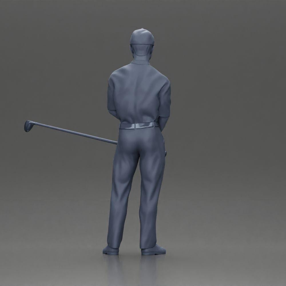 Diorama modelbouw productfoto 9: Diorama figuur: Miniatuur-golfer staand met pet, handschoen en golfclub - Dioramafiguur (Ref Nr. A143)