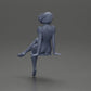 Diorama modelbouw productfoto 9: Diorama miniatuurfiguur: Zittende vrouw in jurk, blootsvoets, kort haar in de wind (Ref Nr. A95)