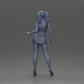 Diorama modelbouw productfoto 9: Diorama figuur: Vrouwelijke miniatuurfiguur staand in korte jurk met vlechten en sandalen (Ref Nr. A123)