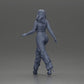 Diorama modelbouw productfoto 9: Diorama figuur: Miniatuur-figuur vrouw in looppose, groen-rood, kort topje, wijde broek, pumps (Ref Nr. A141)
