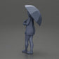 Diorama modelbouw productfoto 10: Vrouwelijke diorama-figuur in open vest en korte broek met paraplu (Ref Nr. A92)