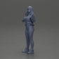 Diorama modelbouw productfoto 11: Diorama-miniatuur: Vrouw in open jas, crop top en strakke broek (Ref Nr. A114)
