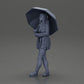 Diorama modelbouw productfoto 11: Vrouwelijke diorama-figuur in open vest en korte broek met paraplu (Ref Nr. A92)