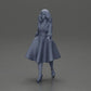 Diorama modelbouw productfoto 11: Diorama figuur: Miniatuurfiguur vrouw in rode jurk met bontaccent in stapende pose - Diorama (Ref Nr. A117)
