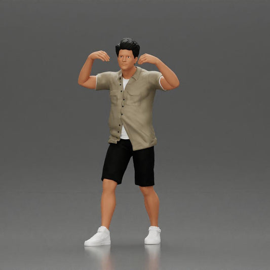 Diorama modelbouw productfoto 0: Diorama-miniatuur: Man in shirt en shorts draagt vrouw op schouders (Ref Nr. A81)
