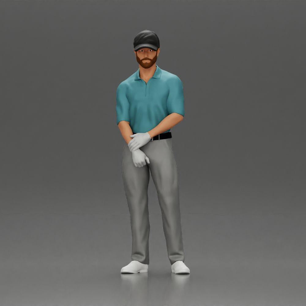 Diorama modelbouw productfoto 12: Diorama figuur: Miniatuur-golfer staand met pet, handschoen en golfclub - Dioramafiguur (Ref Nr. A143)