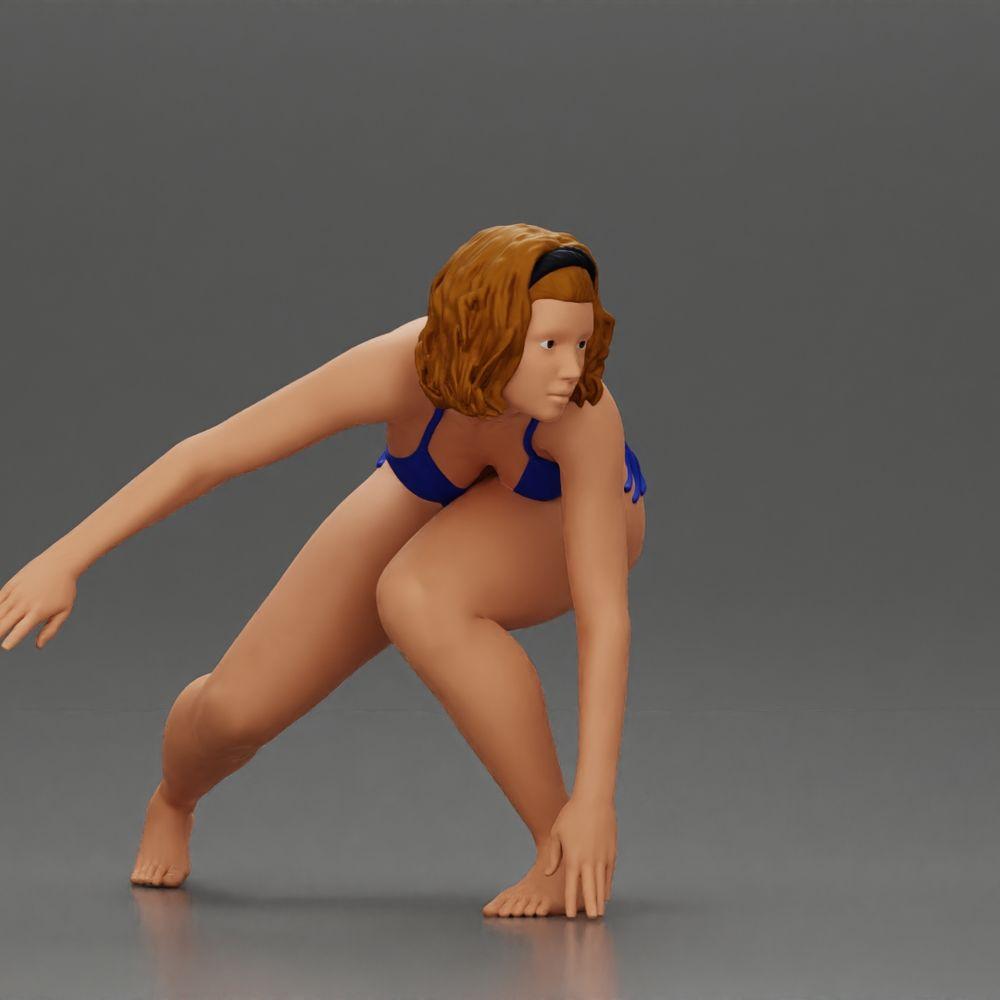Diorama modelbouw productfoto 13: Diorama-miniatuur: Surferin kniend in bikini op surfboard, enkel (Ref Nr. A119)