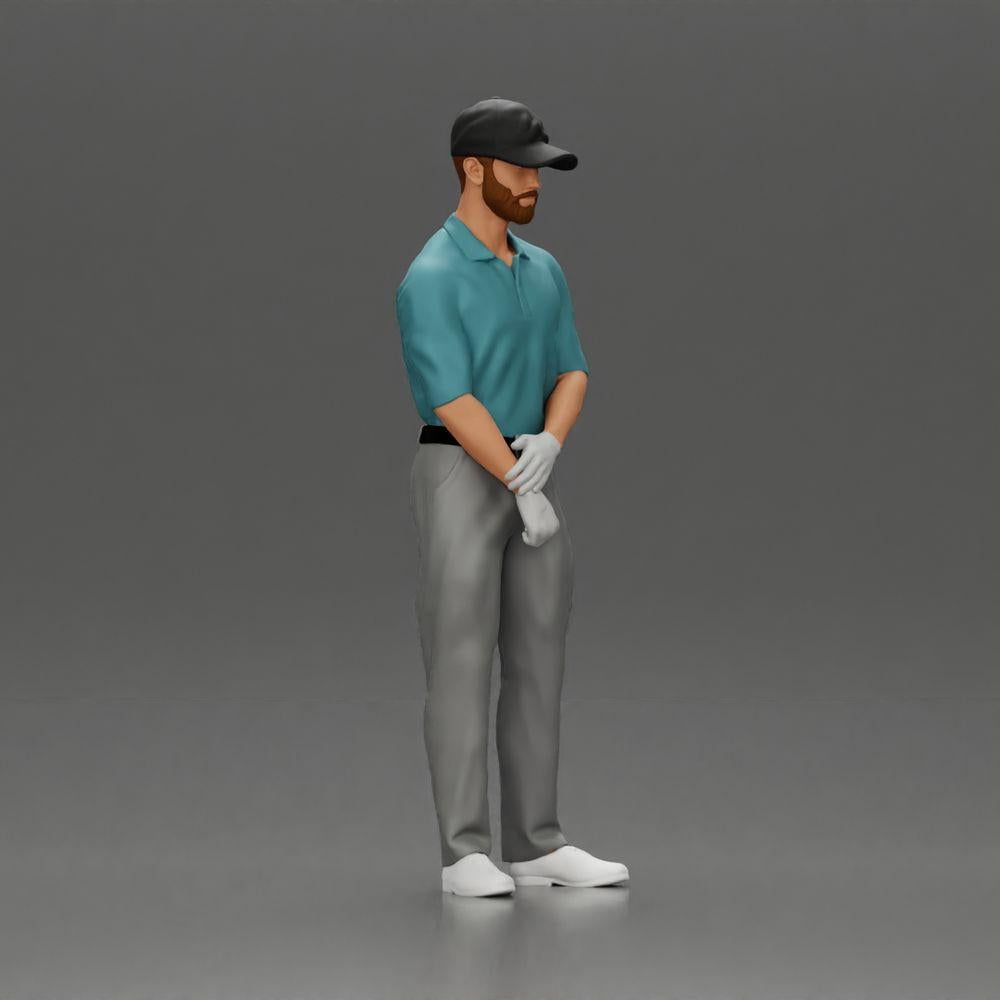 Diorama modelbouw productfoto 13: Diorama figuur: Miniatuur-golfer staand met pet, handschoen en golfclub - Dioramafiguur (Ref Nr. A143)