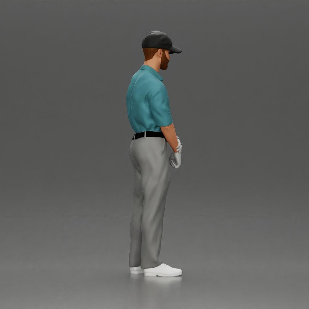 Diorama modelbouw productfoto 14: Diorama figuur: Miniatuur-golfer staand met pet, handschoen en golfclub - Dioramafiguur (Ref Nr. A143)