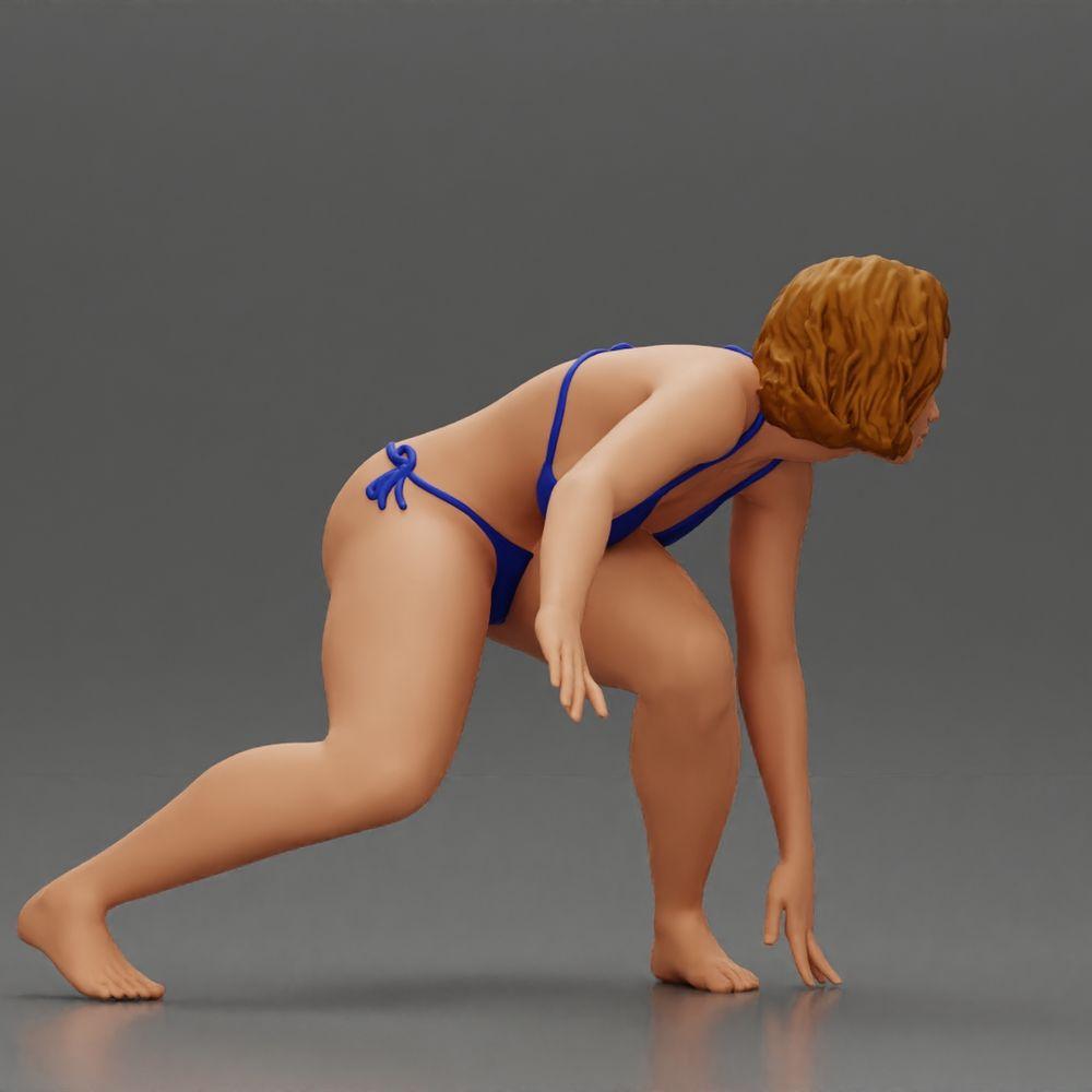 Diorama modelbouw productfoto 14: Diorama-miniatuur: Surferin kniend in bikini op surfboard, enkel (Ref Nr. A119)