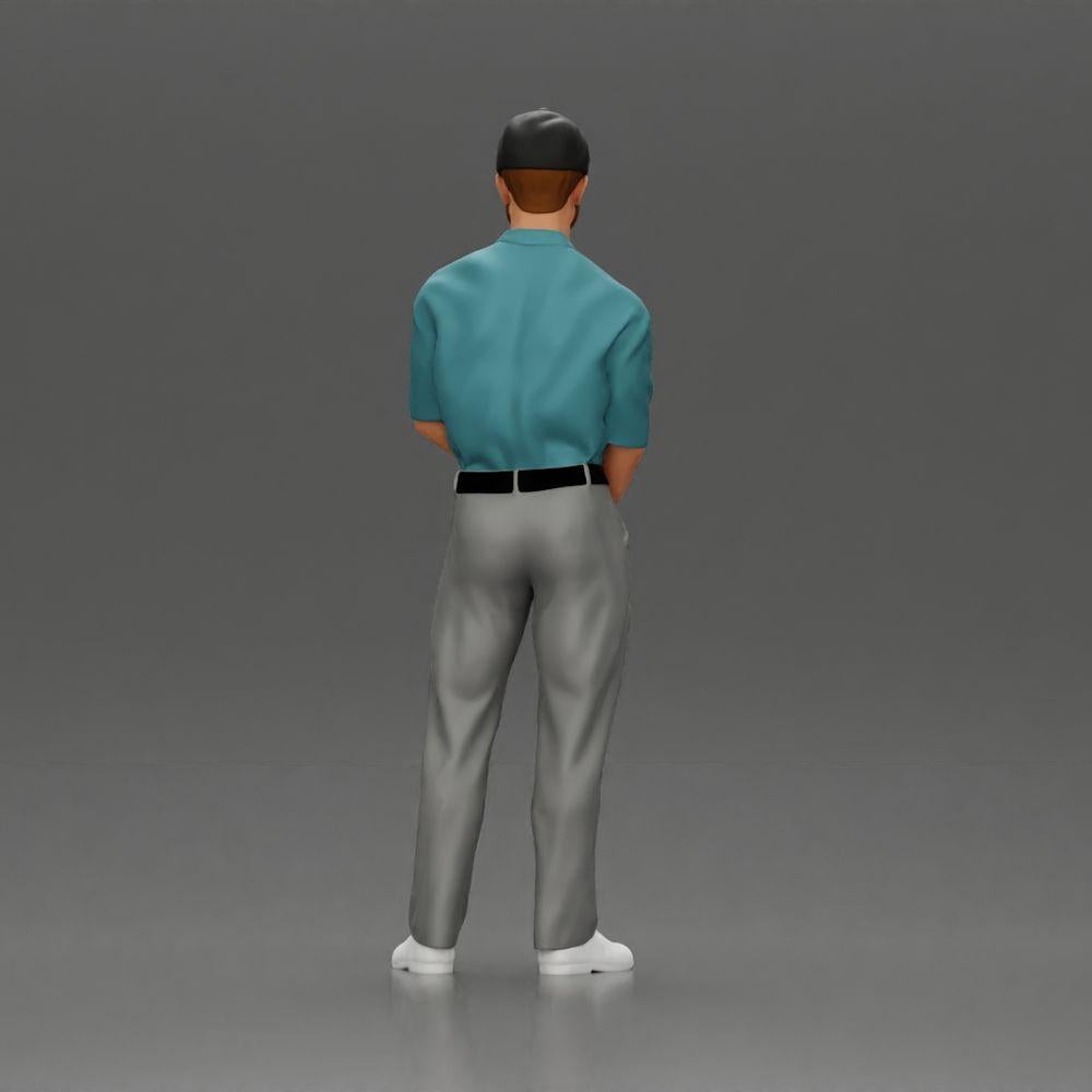 Diorama modelbouw productfoto 15: Diorama figuur: Miniatuur-golfer staand met pet, handschoen en golfclub - Dioramafiguur (Ref Nr. A143)