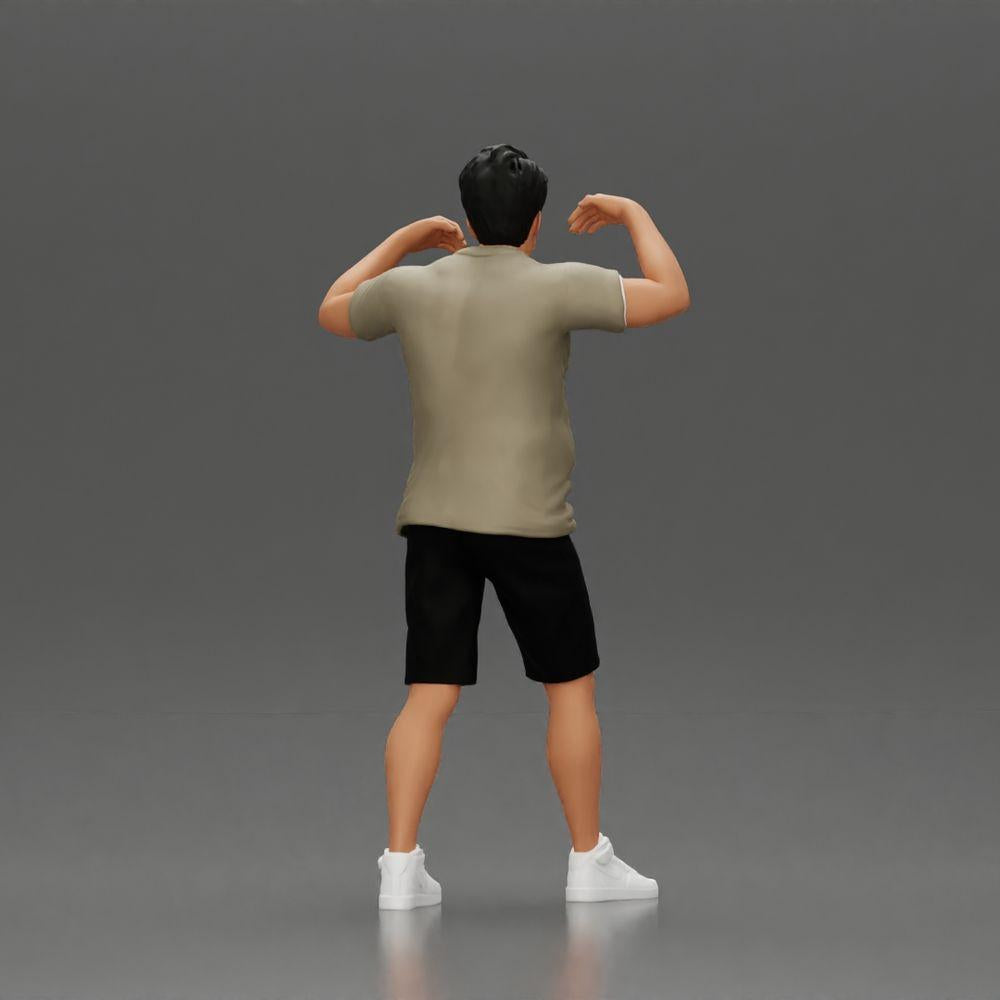 Diorama modelbouw productfoto 3: Diorama-miniatuur: Man in shirt en shorts draagt vrouw op schouders (Ref Nr. A81)