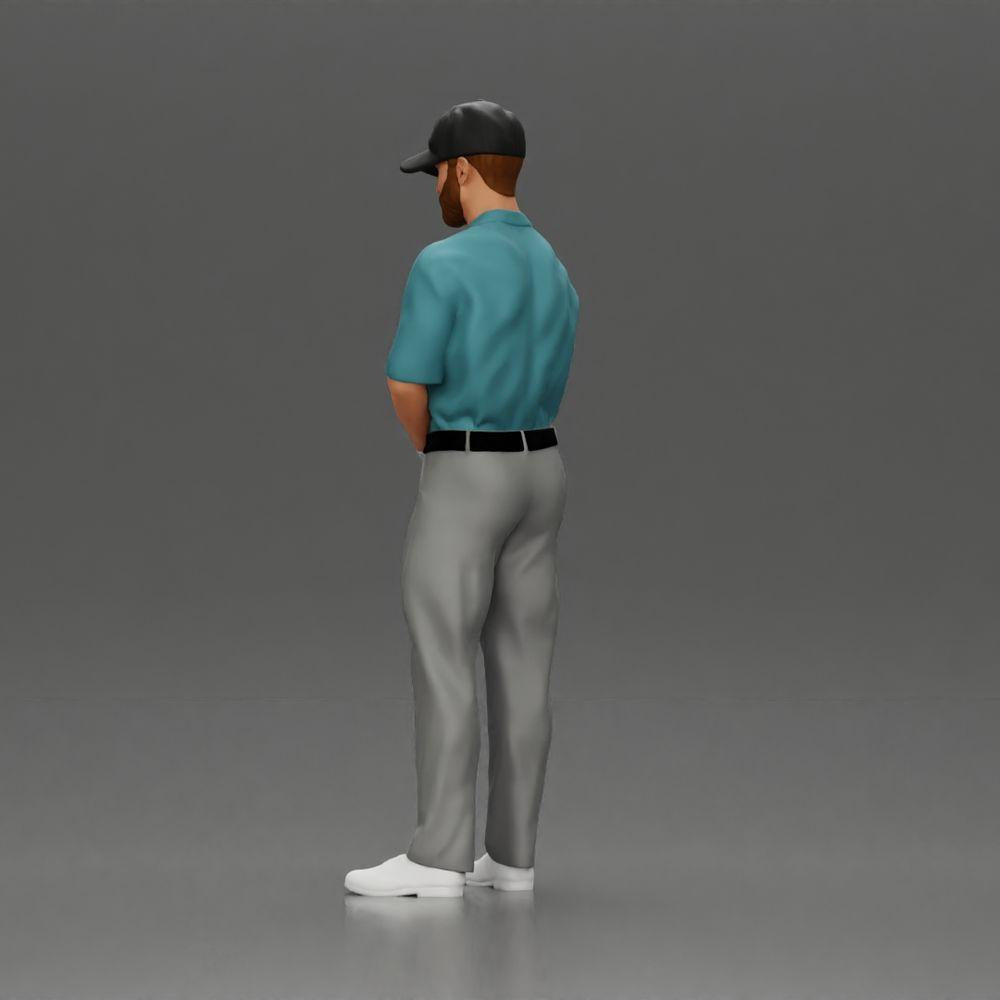 Diorama modelbouw productfoto 16: Diorama figuur: Miniatuur-golfer staand met pet, handschoen en golfclub - Dioramafiguur (Ref Nr. A143)