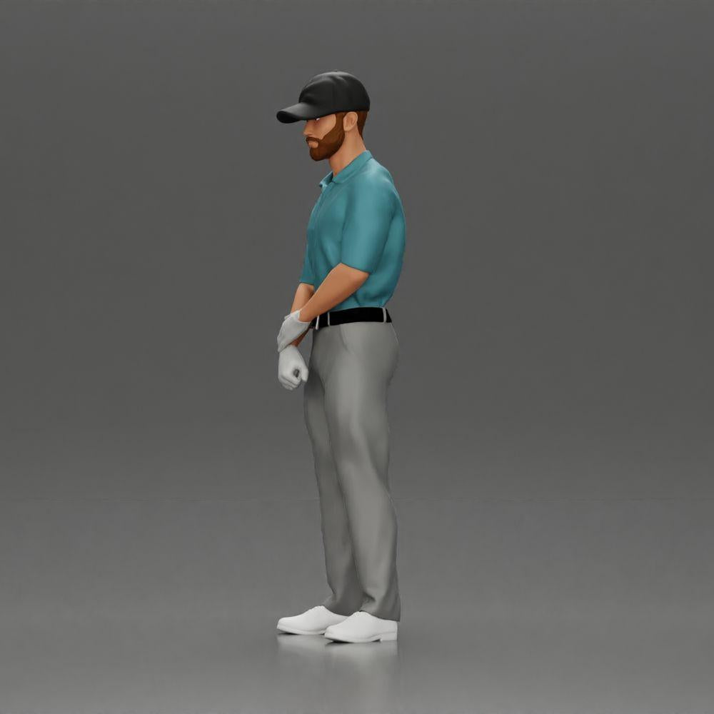 Diorama modelbouw productfoto 17: Diorama figuur: Miniatuur-golfer staand met pet, handschoen en golfclub - Dioramafiguur (Ref Nr. A143)
