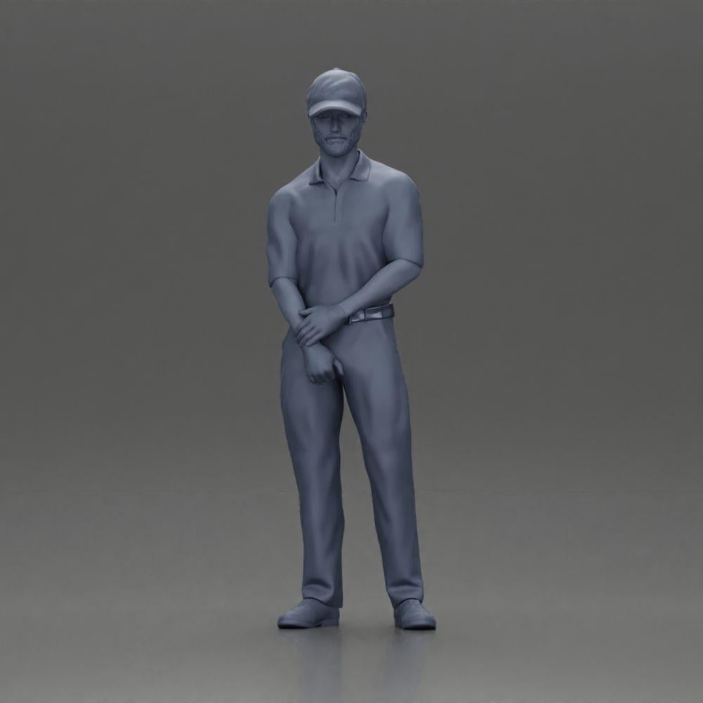 Diorama modelbouw productfoto 18: Diorama figuur: Miniatuur-golfer staand met pet, handschoen en golfclub - Dioramafiguur (Ref Nr. A143)