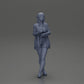 Diorama modelbouw productfoto 15: Vrouwelijke diorama-figuur in open vest en korte broek met paraplu (Ref Nr. A92)