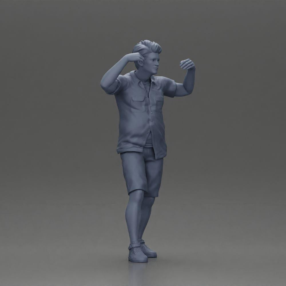 Diorama modelbouw productfoto 7: Diorama-miniatuur: Man in shirt en shorts draagt vrouw op schouders (Ref Nr. A81)