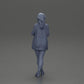 Diorama modelbouw productfoto 16: Vrouwelijke diorama-figuur in open vest en korte broek met paraplu (Ref Nr. A92)