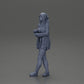 Diorama modelbouw productfoto 17: Vrouwelijke diorama-figuur in open vest en korte broek met paraplu (Ref Nr. A92)