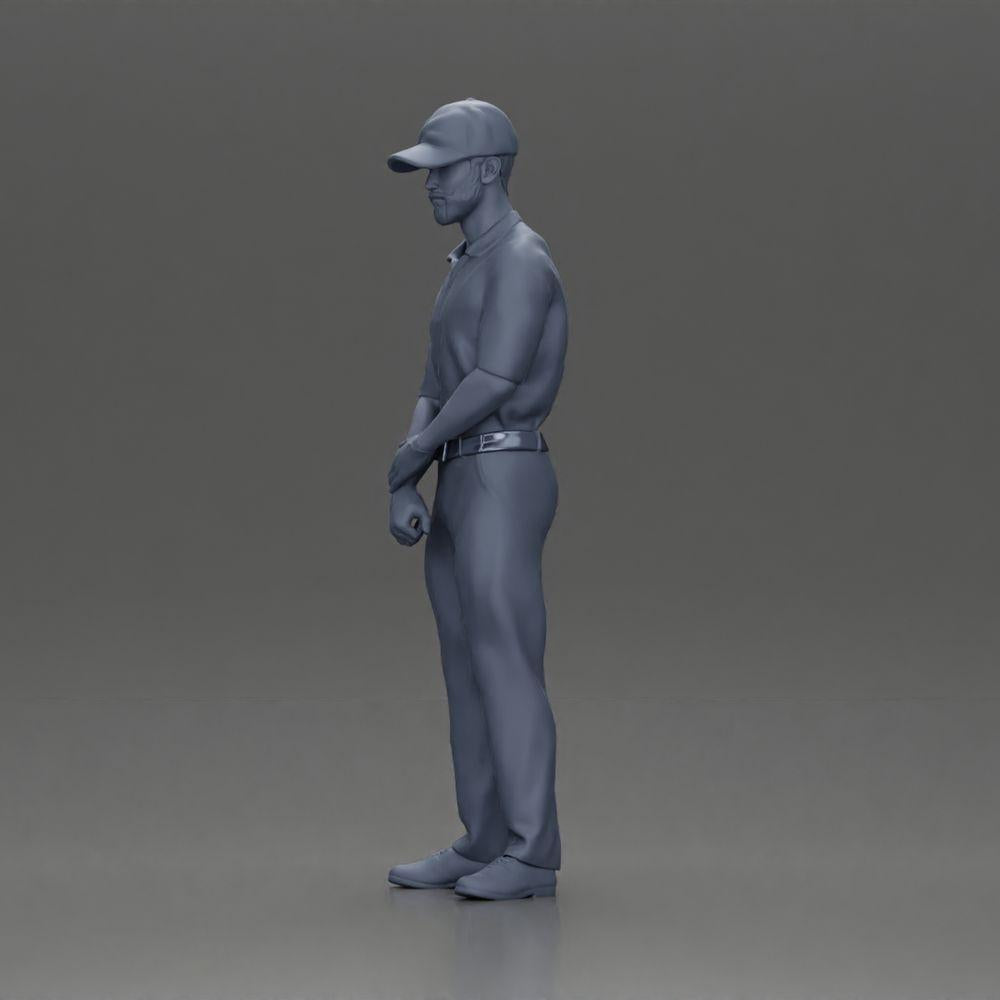 Diorama modelbouw productfoto 20: Diorama figuur: Miniatuur-golfer staand met pet, handschoen en golfclub - Dioramafiguur (Ref Nr. A143)
