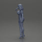 Diorama modelbouw productfoto 11: Diorama figuur: Diorama-miniatuur - figuur in blauwe jurk & hoge hakken in elegante pose (Ref Nr. A127)