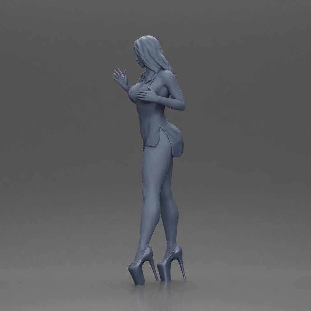 Diorama modelbouw productfoto 10: Diorama-vrouwenfiguur: Elegante staande vrouw in een rode jurk met plateau schoenen (Ref Nr. A134)