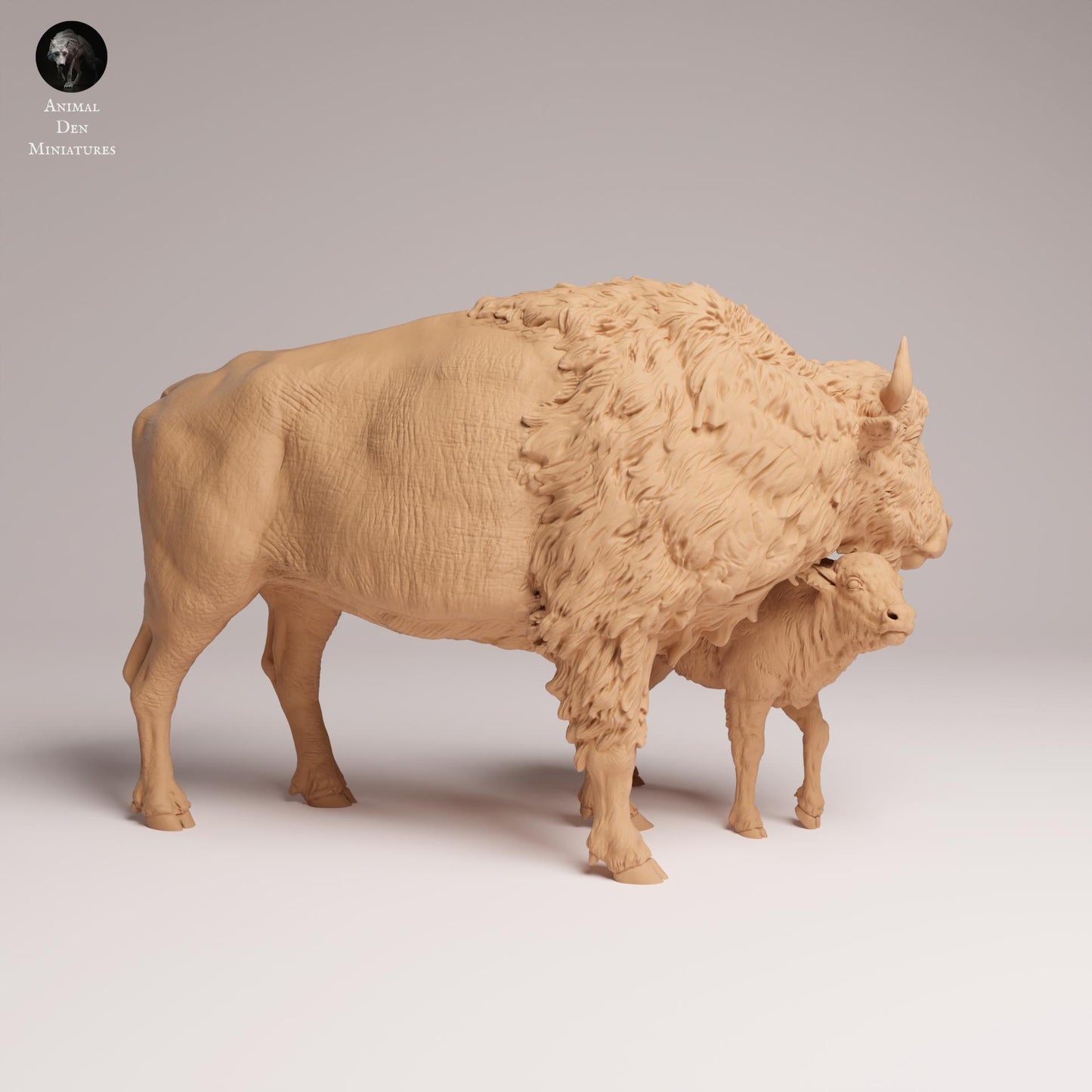 Productfoto Dierfiguur Diorama, Modelbouw: 0: Wilde Dierfiguur: Amerikaanse Bison – Koe en Kalf (Ref 25_09_10)