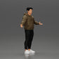 Diorama modelbouw productfoto 1: Miniatuurfiguur Aziatische man in hoodie, armen zijwaarts geheven (Ref Nr. A60)