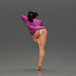 Diorama modelbouw productfoto 2: Diorama-miniatuur: Vrouwelijke figuur in lange blouse en bikini, leunend op tafel (Ref Nr. A52)
