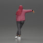 Diorama modelbouw productfoto 3: Diorama-figuur vrouw met hoofddoek en jas, leunend tegen de auto, arm uitgestrekt (Ref Nr. A59)