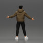 Diorama modelbouw productfoto 3: Miniatuurfiguur Aziatische man in hoodie, armen zijwaarts geheven (Ref Nr. A60)