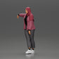 Diorama modelbouw productfoto 5: Diorama-figuur vrouw met hoofddoek en jas, leunend tegen de auto, arm uitgestrekt (Ref Nr. A59)